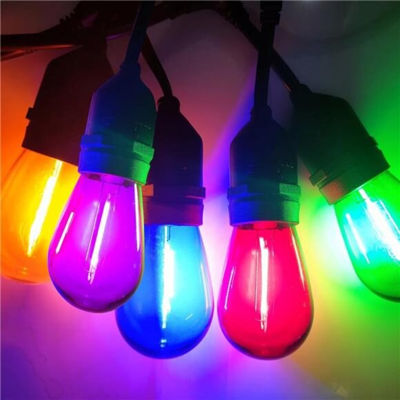 15Pack S14 Colored LED String Light Bulbs,1 Watt Plastic Shatterproof Waterproof - Picture 5 of 8